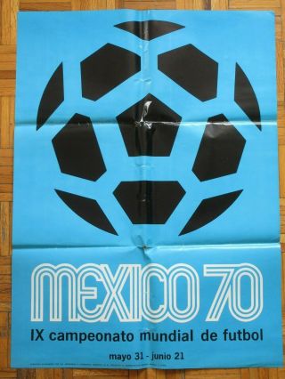 1970 Mexico Ix Soccer World Cup Football Futbol Mexican Poster Blue