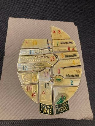 1996 Atlanta Day Pin Set,  Olympic Summer Games,  Map Puzzle Egg