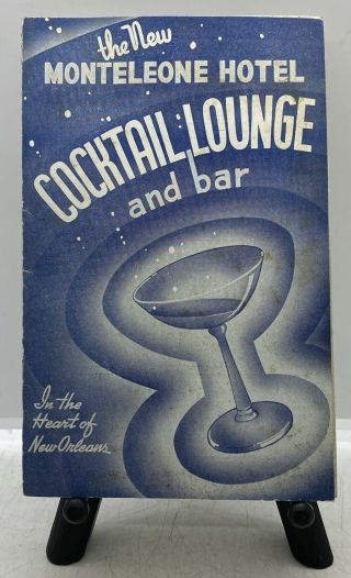 Vintage 1940’s Monteleone Hotel Cocktail Lounge Orleans Bar List Drink Menu