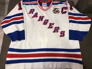 1991 - 92 Mark Messier Authentic Ccm Cosby York Rangers Game Model Jersey 52