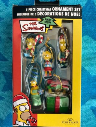 The Simpsons Kurt S.  Adler 5 Piece Mini Christmas Ornament Set And Rare