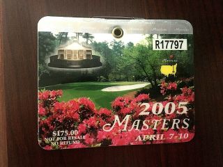 2005 Masters Badge Ticket Augusta National Golf Pga Tiger Woods Wins Rare 4th