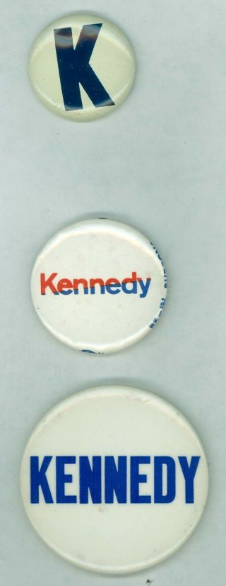 3 York Senator Robert Kennedy Campaign Pinback Buttons President 1968