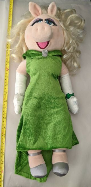 Disney Store Miss Piggy Muppets 20 " Plush Stuffed Doll Figure Green Dress