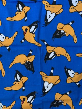 Vintage Warner Bros Looney Tunes Daffy Duck Fabric 2 Yards X 22