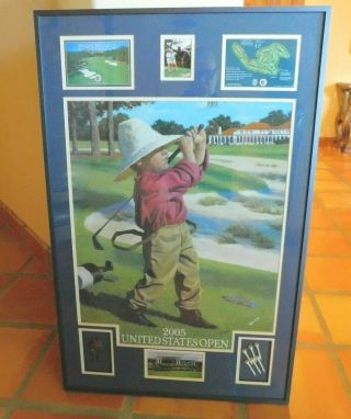 2005 Us Open Golf Poster Custom Framed Limited Edition Eric Johnson Pinehurst 2