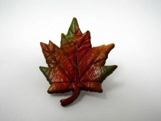 Vintage Collectible Pin: Leather Maple Leaf Great Design