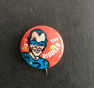 1966 Vintage Riddler Button Pin Pinback Dc Comics Batman 1in.