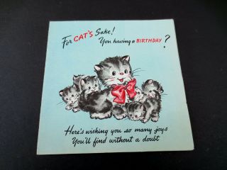 J451 - Vintage Pop Up Birthday Greeting Card Pussy Cat Mama And Her Kittens