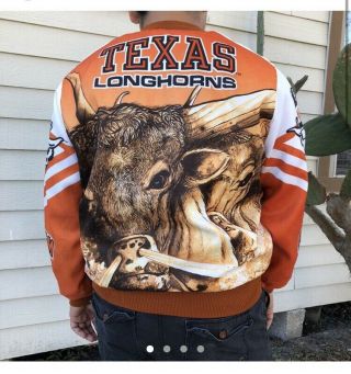 Vintage Texas Longhorns Chalk Line Fanimation Jacket Usa Made Size L Bevo
