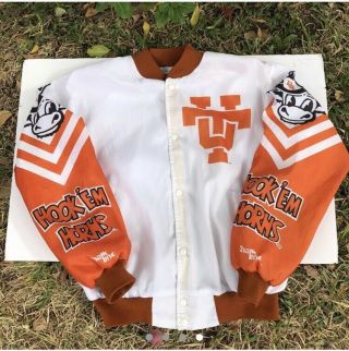 Vintage Texas Longhorns Chalk Line Fanimation Jacket USA Made Size L Bevo 2