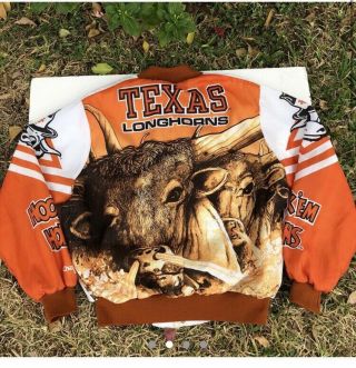 Vintage Texas Longhorns Chalk Line Fanimation Jacket USA Made Size L Bevo 3