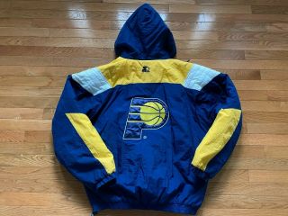 RARE VTG 90s Indiana Pacers Starter Puffer Pullover Coat Pouch Jacket sz XL EUC 2