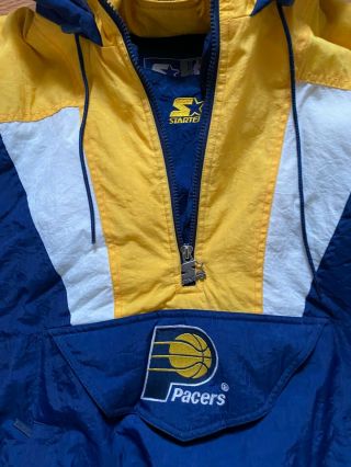 RARE VTG 90s Indiana Pacers Starter Puffer Pullover Coat Pouch Jacket sz XL EUC 3