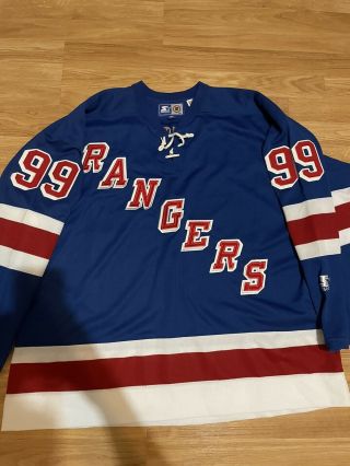 Wayne Gretzky York Rangers Nhl Hockey Jersey Vintage Starter Blue Away Xl