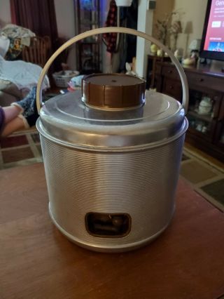 Vintage 2 Gallon Insulated Aluminum Featherlite Cooler By Poloron.