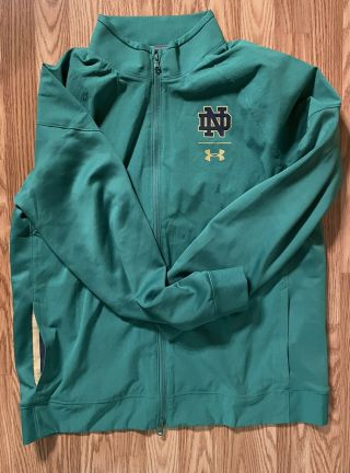 Notre Dame Football Team Issued Full Zip Jacket Green Xl