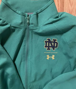Notre Dame Football Team Issued Full Zip Jacket Green XL 2
