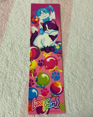Vintage Lisa Frank Balloon Kittens Paw Prints Cats Colorful Paper Bookmark