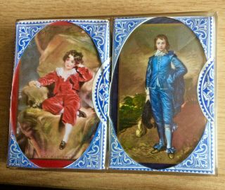 2 X Vint Tax Wrapped Thomas De La Rue Playing Cards Gainsburough Blue & Red Boy