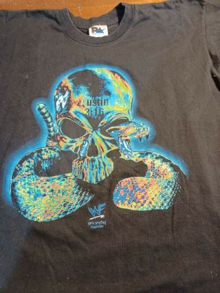 Rare Vintage Ra.  Stone Cold Steve Austin 3:16 Snake Skull T Shirt 90s Sz Xl Wwf