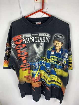 Vtg 90s Dale Earnhardt Evolution Of The Man All Over Print T Shirt Sz 2xl Usa