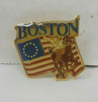 Boston Usps Hat Lapel Pin Pinback Paul Revere Revolutionary Flag