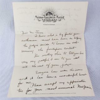 = Vintage Handwritten Letter From Ruth Harriet Metro Goldwyn Mayer Studios 1928