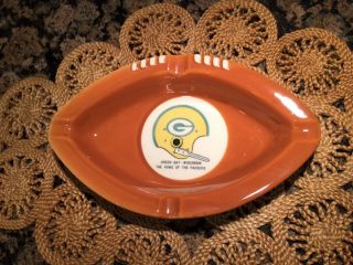 Vintage 1960s Green Bay Packers Nfl Football Ashtray Tray Dish.  Rare.  Near.