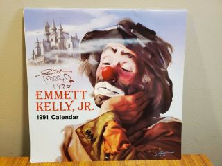 Autographed Signed 1991 Emmett Kelly,  Jr Special 12 Month Calendar Clowns