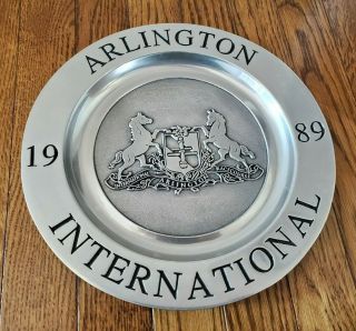 Vintage Arlington International Horse Race Track Plate Wilton Mount Joy Horses