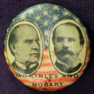 1896 Mc Kinley And Hobart Presidential Campaign Pin Button Republican