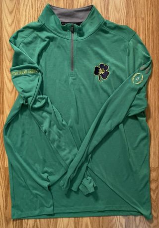 Notre Dame Football Team Issued Irish Wear Green Playoff 1/4 Zip Xl