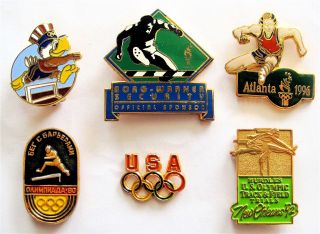 Moscow 1980 - La 1984 - Atlanta 1996 Olympics Trials - Usa Noc Hurdles Running 6 Pins