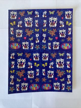Vintage Lisa Frank Cats Roxie And Rollie Sticker Sheet