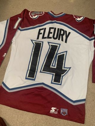 Rare Vintage Colorado Avalanche Theo Fleury Starter Nhl Hockey Jersey M 14