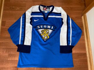 Teemu Selanne Finland Hockey Jersey Olympics Nike Medium Size 48 Stitched Rare