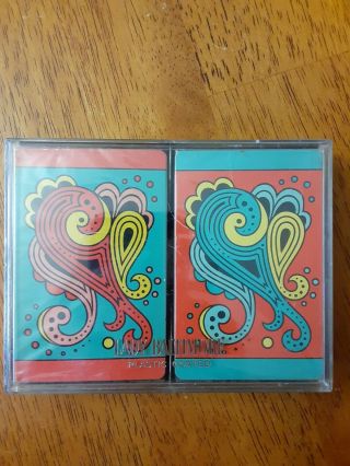 Vintage Lady Baltimore Double Deck Plastic Coated Set of paisley Playing Cards. 2