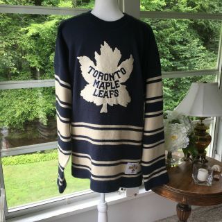 Official Ccm Nhl Heritage Toronto Maple Leafs Navy & Cream Sweater Xxl