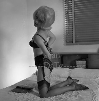1960s Negative - Sexy Blonde Girl Adele Chretin In Lingerie - Cheesecake T925853