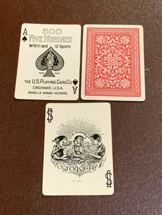 Vintage 1917 Five Hundred Playing Cards,  Complete 60,  J,  USPCC,  11 ' s &12 ' s 3