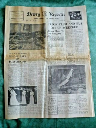 August 1970 Newry Terrorist Bomb Newspaper Northern Ireland Troubles