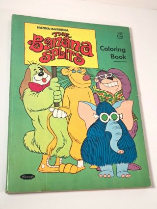 Hanna Barbara 1969 Rare The Banana Splits Green Cover Coloring Book Classic Tv