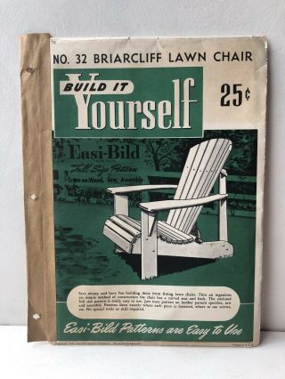 Vintage 1951 Easi - Bild Pattern 32 Briarcliff Lawn Chair Woodworking Adirondack