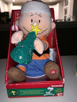 Vintage 9 " Peanuts Dancing Charlie Brown Light Up Christmas Tree Gemmy Plush