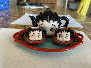Vandor Betty Boop Mini Tea Set Tea Pot,  Tray,  2 Cups & Saucers