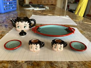 Vandor Betty Boop Mini Tea Set Tea Pot,  Tray,  2 Cups & Saucers 2