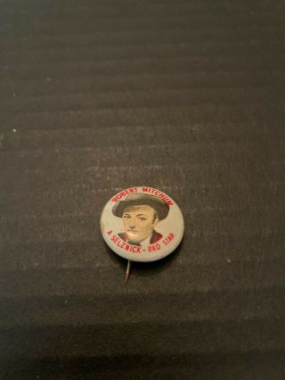 Vintage Quaker Puffed Wheat And Rice Robert Mitchum Advertising Pinback Button