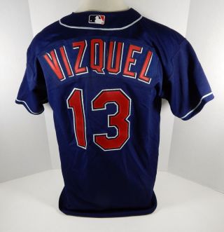 Cleveland Indians Omar Vizquel 13 Authentic Navy Jersey 44 Russell 208