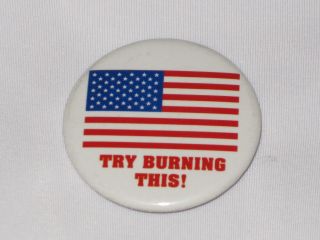 Usa American Flag Button White Pin Back 